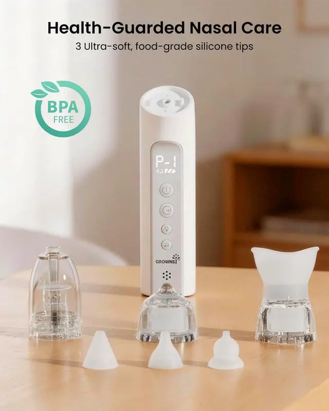 Alt view image 7 of 7 - SniffEase Spa 3-in-1 Nasal Aspirator for Baby Spray, Suction & Mist, Hospital-Grade Powerful Electric Nose Suction with Soothing Light & Music, Larger Chamber (Grey)