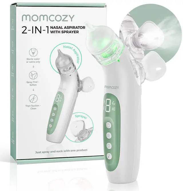 Main image of BreezyClear 2-in-1 Electric Nasal Aspirator for Baby with Spray, 65kPa Hospital-Grade Suction, 4 Levels, Low-Noise Nose Sucker for Baby with Light & Music, Baby Shower & Registry Gifts