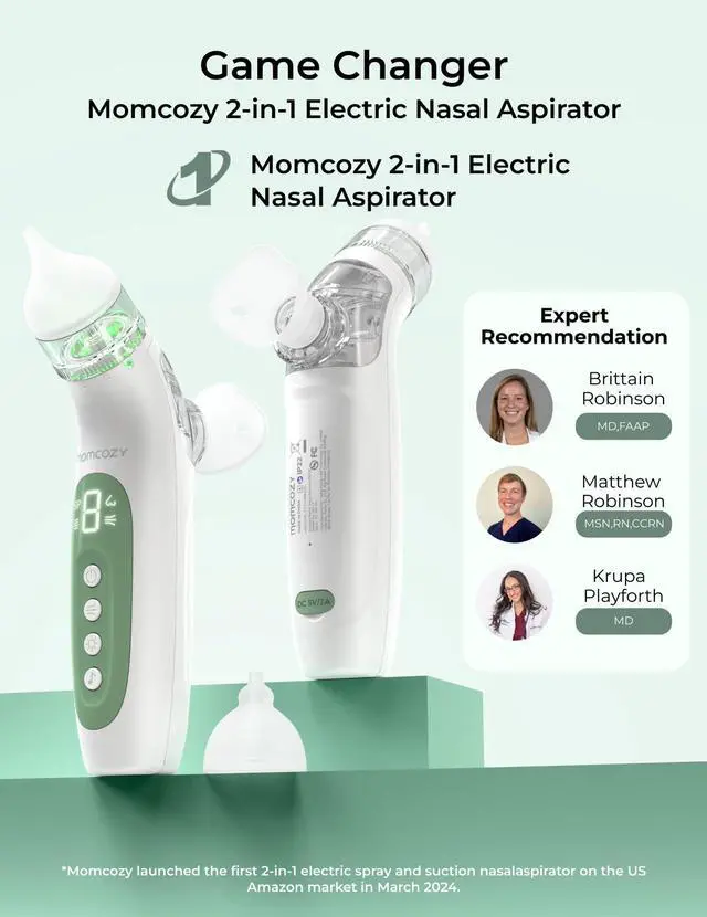 Alt view image 2 of 7 - BreezyClear 2-in-1 Electric Nasal Aspirator for Baby with Spray, 65kPa Hospital-Grade Suction, 4 Levels, Low-Noise Nose Sucker for Baby with Light & Music, Baby Shower & Registry Gifts
