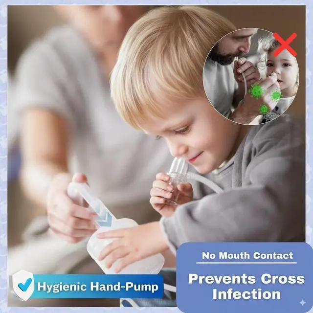 Alt view image 2 of 7 - Baby Nasal Aspirator Powerful Hand Pump Nose Sucker | Booger Sucker with Rounded Non-Invasive Nozzle | Quiet and Strong Suction Nose Cleaner for Infants and Toddlers, Made in Taiwan