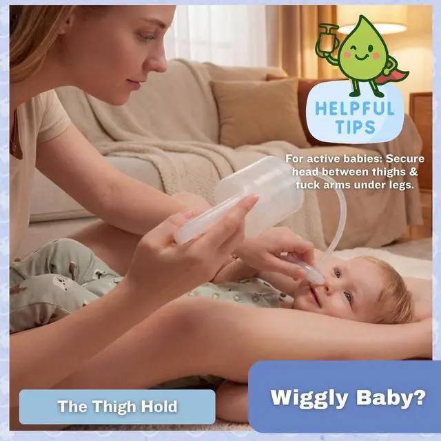 Alt view image 3 of 7 - Baby Nasal Aspirator Powerful Hand Pump Nose Sucker | Booger Sucker with Rounded Non-Invasive Nozzle | Quiet and Strong Suction Nose Cleaner for Infants and Toddlers, Made in Taiwan