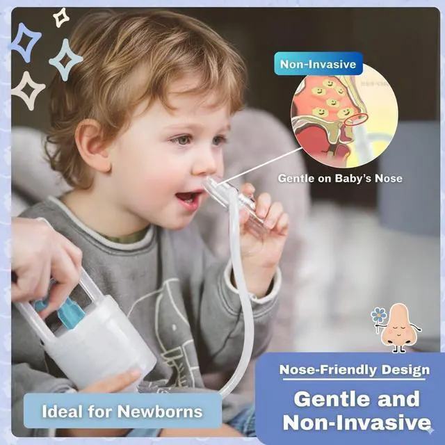 Alt view image 7 of 7 - Baby Nasal Aspirator Powerful Hand Pump Nose Sucker | Booger Sucker with Rounded Non-Invasive Nozzle | Quiet and Strong Suction Nose Cleaner for Infants and Toddlers, Made in Taiwan