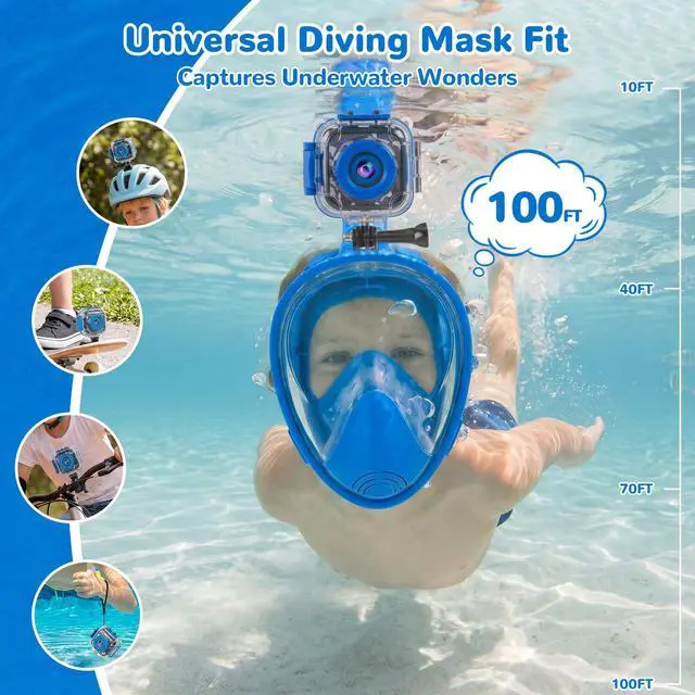 Alt view image 2 of 7 - Pool Toy & Kids Underwater Camera - IP68 Waterproof Action Camera for Boys Ages 3-12, 1080P Video, 32GB Card, Mount for Bike & More, Birthday Gift for Diving, Swimming, Riding, Snorkeling