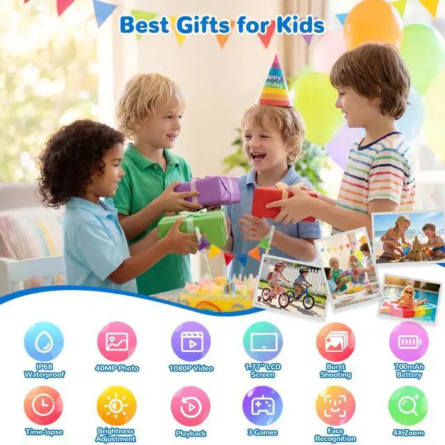 Alt view image 6 of 7 - Pool Toy & Kids Underwater Camera - IP68 Waterproof Action Camera for Boys Ages 3-12, 1080P Video, 32GB Card, Mount for Bike & More, Birthday Gift for Diving, Swimming, Riding, Snorkeling