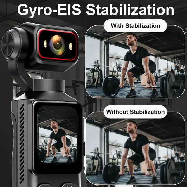 Alt view image 3 of 7 - 4K Handheld Vlogging Camera, WiFi Pocket Action Camera, Anti-Shake Body Cam