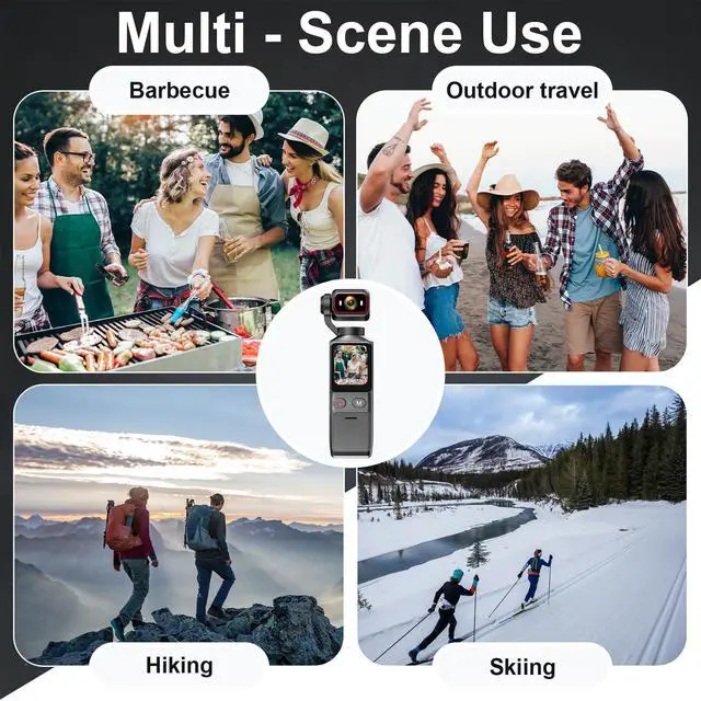 Alt view image 4 of 7 - 4K Handheld Vlogging Camera, WiFi Pocket Action Camera, Anti-Shake Body Cam