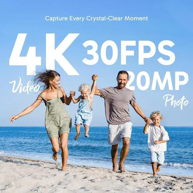 Alt view image 2 of 7 - Brave 4 Action Camera 4K 30fps Ultra Hd Video 20MP Photo, EIS, WiFi, 2X Batteries, Waterproof Underwater Camera, Camcorder Bundle for Snorkel, Travel, Motorcycle, Bicycle, Helmet Accessories Kit