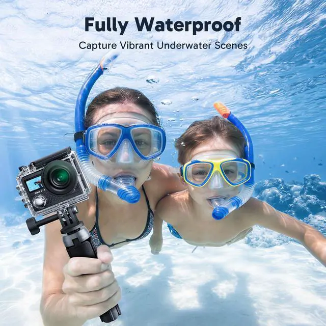 Alt view image 4 of 7 - Brave 4 Action Camera 4K 30fps Ultra Hd Video 20MP Photo, EIS, WiFi, 2X Batteries, Waterproof Underwater Camera, Camcorder Bundle for Snorkel, Travel, Motorcycle, Bicycle, Helmet Accessories Kit
