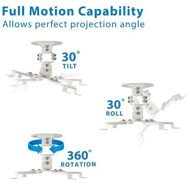Alt view image 3 of 7 - Low Profile Projector Ceiling Mount, 30 lbs, White