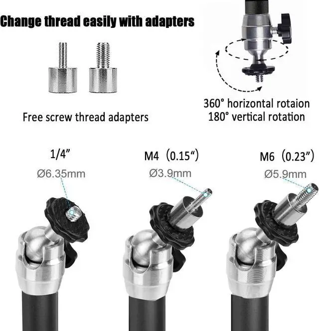Alt view image 3 of 7 - Mini Projector Ceiling Mount 360° Adjustable Projector Wall Mount Length 7in / 18cm Projectors Mounts Black