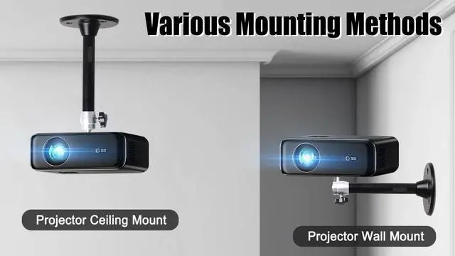 Alt view image 7 of 7 - Mini Projector Ceiling Mount 360° Adjustable Projector Wall Mount Length 7in / 18cm Projectors Mounts Black