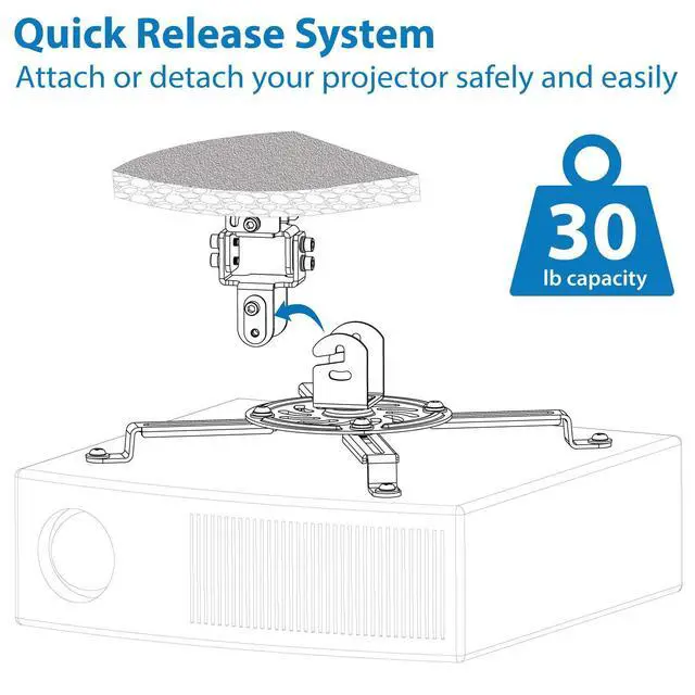Alt view image 4 of 7 - Low Profile Projector Ceiling Mount, 30 lbs, White
