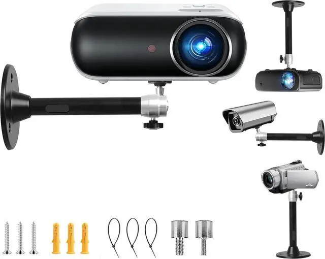 Main image of Mini Projector Ceiling Mount 360° Adjustable Projector Wall Mount Length 7in / 18cm Projectors Mounts Black