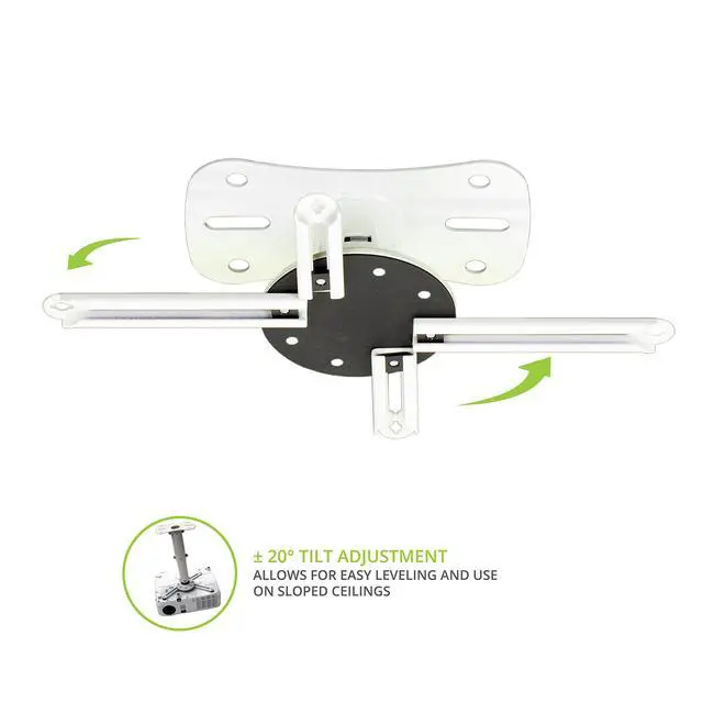 Alt view image 5 of 7 - P101W Universal Projector Ceiling Mount, White - Fits Most projectors and Supports up to 22lbs - Extends 9 to 12 Using Supplied Extension Tubes
