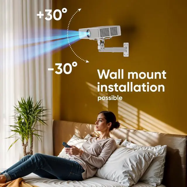 Alt view image 3 of 6 - Projector Ceiling Mount, 22 lbs Load Capacity, Height Adjustable Projector Mount Ceiling & Wall, Swivel and Tilt, Extendable Arm, Universal Mounting Bracket for Home Cinema, Office, White