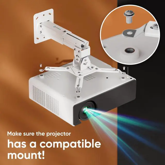 Alt view image 5 of 6 - Projector Ceiling Mount, 22 lbs Load Capacity, Height Adjustable Projector Mount Ceiling & Wall, Swivel and Tilt, Extendable Arm, Universal Mounting Bracket for Home Cinema, Office, White
