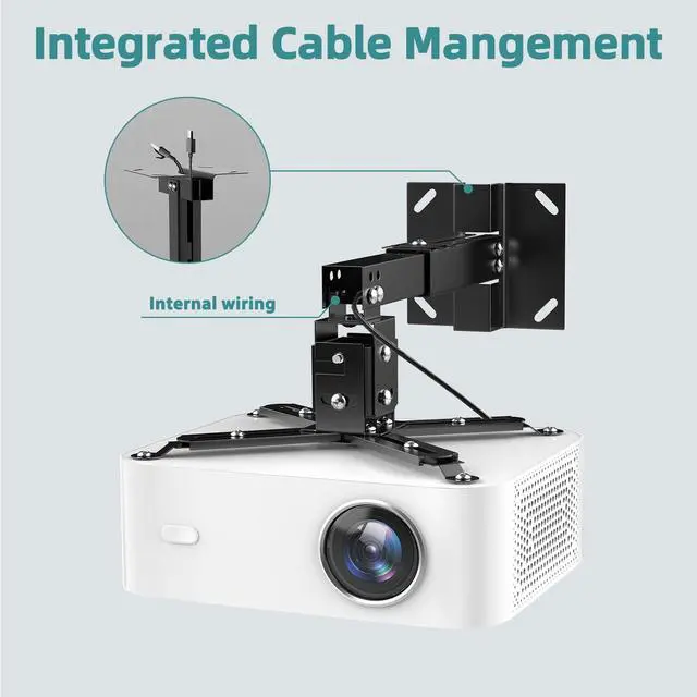 Alt view image 3 of 7 - Wall/Ceiling Projector Mount with Extension Pole, Universal 3-in-1 Bracket