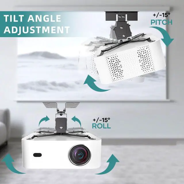 Alt view image 5 of 7 - Wall/Ceiling Projector Mount with Extension Pole, Universal 3-in-1 Bracket