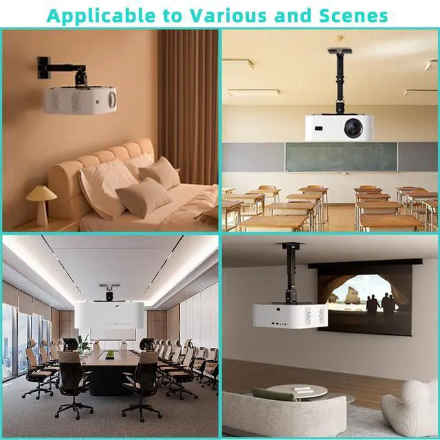 Alt view image 7 of 7 - Wall/Ceiling Projector Mount with Extension Pole, Universal 3-in-1 Bracket