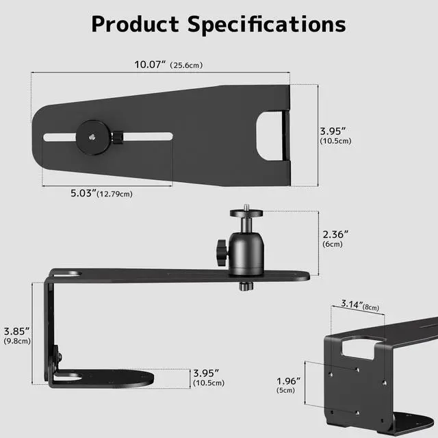 Alt view image 6 of 7 - Projector Wall & Ceiling Mount,Fits 1/4" Screw,22 lbs Load