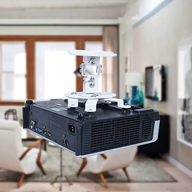 Alt view image 6 of 7 - Full Motion Universal Projector Ceiling Mount Bracket with Adjustable Extendable Arms Rotating Swivel Tilt and Low Profile Mount for Home and Office Projector (White)
