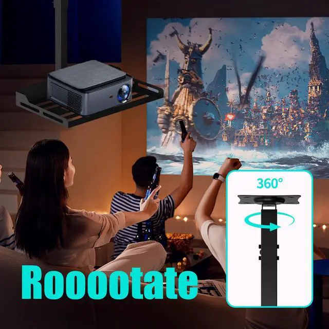 Alt view image 3 of 7 - Universal Projector Ceiling Mount with Tray- Black