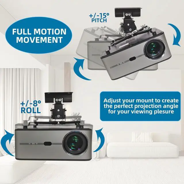 Alt view image 6 of 7 - Projector Mount,Ceiling Wall Mount, Universal Projector Mount with 25.5-inch Expansion Arm, Height Adjustable,Suitable for Home and Office Projectors(Black)
