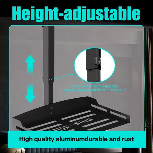 Alt view image 6 of 7 - Universal Projector Ceiling Mount with Tray- Black