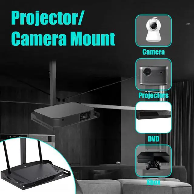 Alt view image 7 of 7 - Universal Projector Ceiling Mount with Tray- Black