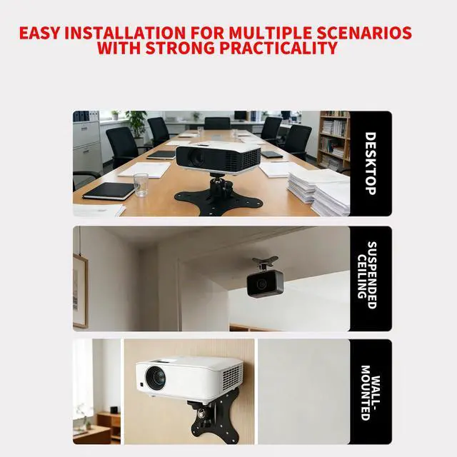 Alt view image 6 of 7 - Mini Projector Ceiling Mount with 360-Degree Ball Head, Desktop Stand, Projector Wall Mount Universal Compatibility, 1/4 Thread, Camera Mount Includes Mounting Screws