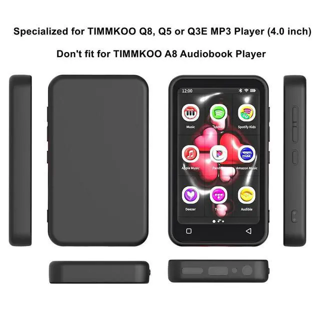 Alt view image 2 of 4 - for TIMMKOO Q8, Q5, Q3E Mp3 Player Case with Cleaning Cloth Black
