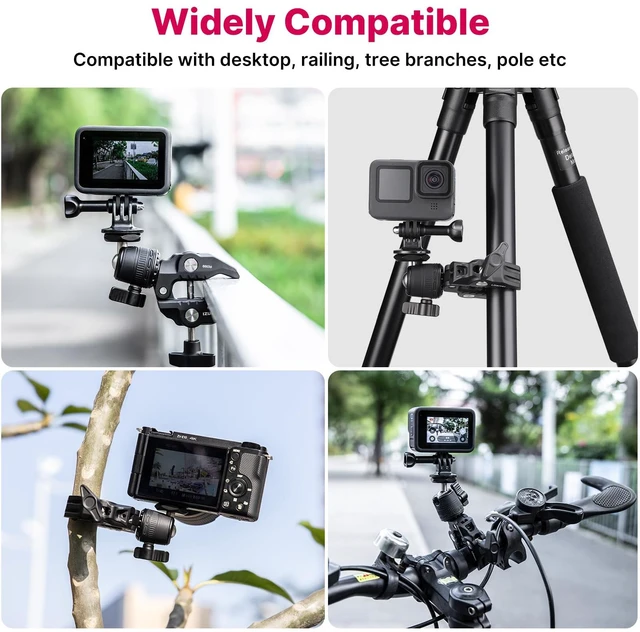 Alt view image 5 of 7 - R099 Super Clamp Camera Mount with 360° Ballhead | Clamps 0.51-2.36in Pole Tube, 3.3lb Load, for Bike Motorcycle Handlebar Insta360 GoPro DJI Phone DSLR Light Monitor