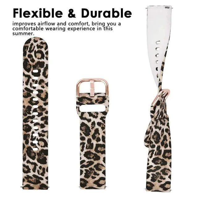 Alt view image 4 of 7 - Bands Compatible with 19mm ID205L Veryfitpro Smart Watch, Soft Silicone Pattern Printed Floral Replacement Band for Willful YAMAY SW021 ID205L/SW025 ID205S /Fitpolo ID205L Women Men, Leopard
