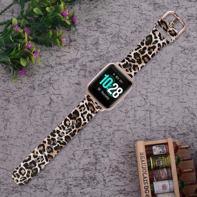 Alt view image 5 of 7 - Bands Compatible with 19mm ID205L Veryfitpro Smart Watch, Soft Silicone Pattern Printed Floral Replacement Band for Willful YAMAY SW021 ID205L/SW025 ID205S /Fitpolo ID205L Women Men, Leopard