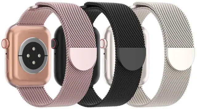 Main image of 3 Pack Mesh Metal Magnetic Compatible with Apple Watch Bands Women Men