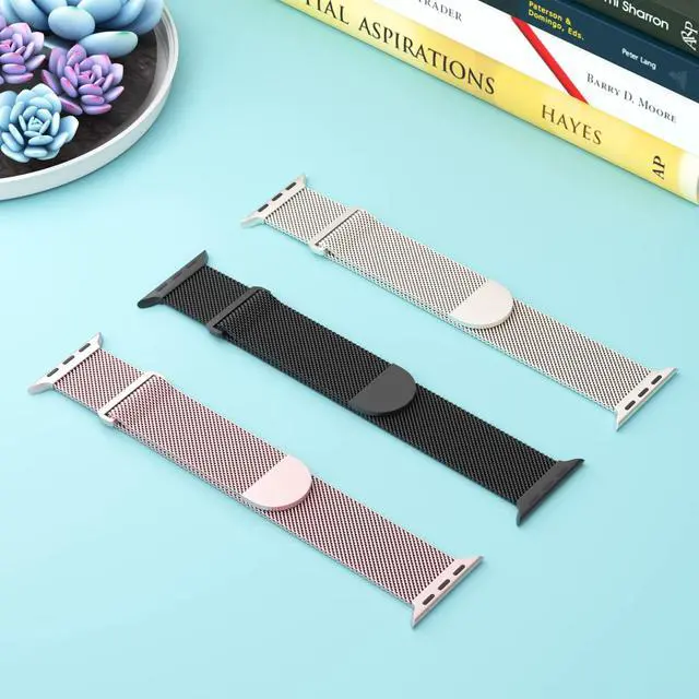 Alt view image 2 of 7 - 3 Pack Mesh Metal Magnetic Compatible with Apple Watch Bands Women Men