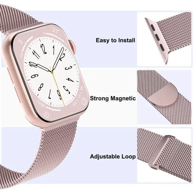 Alt view image 3 of 7 - 3 Pack Mesh Metal Magnetic Compatible with Apple Watch Bands Women Men