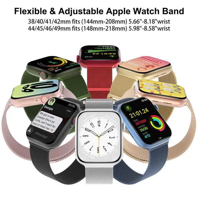 Alt view image 4 of 7 - 3 Pack Mesh Metal Magnetic Compatible with Apple Watch Bands Women Men