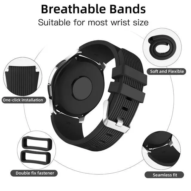 Alt view image 4 of 6 - Compatible for Samsung Galaxy Watch 3 45mm Band/Galaxy Watch 46mm/Gear S3 Frontier, 22mm Smart Watch Bands Silicone Quick Release Strap for Men, 3 Pack of Black/Dark Blue/Space Gray