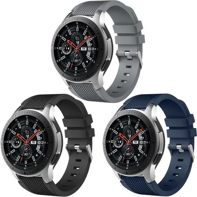 Main image of Compatible for Samsung Galaxy Watch 3 45mm Band/Galaxy Watch 46mm/Gear S3 Frontier, 22mm Smart Watch Bands Silicone Quick Release Strap for Men, 3 Pack of Black/Dark Blue/Space Gray