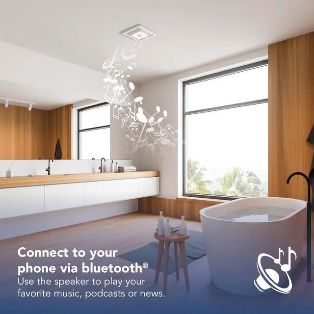 Alt view image 6 of 7 - FG800SPK Bluetooth Speaker Bathroom Exhaust Grille Cover with LED Light,