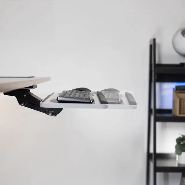 Alt view image 2 of 7 - Adjustable Computer Keyboard and Mouse Platform Tray, Ergonomic Under Table Desk Mount Drawer, MOUNT-KB01