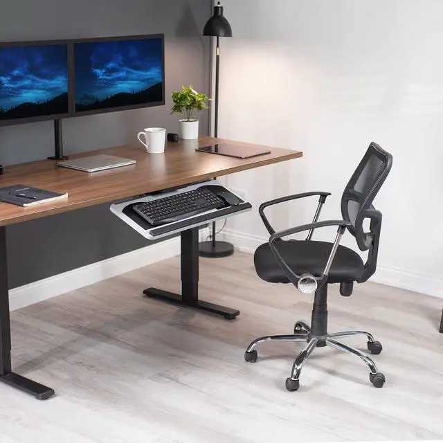 Alt view image 5 of 7 - Adjustable Computer Keyboard and Mouse Platform Tray, Ergonomic Under Table Desk Mount Drawer, MOUNT-KB01