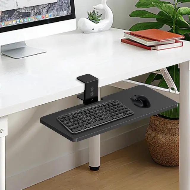 Alt view image 2 of 7 - Large Under Desk Rotatable Computer Keyboard and Mouse Tray, 23 x 10 inch Extra Sturdy Desk Swivel Clamp, Ergonomic Keyboard & Mouse Tray for Typing in Home, Office Work, Black