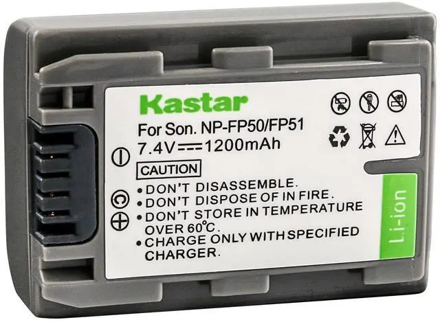 Alt view image 2 of 4 - Replacement Battery for Sony NP-FP50 NP-FP51, Compatible with Select Sony DCR Handycam Models, NOT Compatible with NP-FH/NP-FV Series