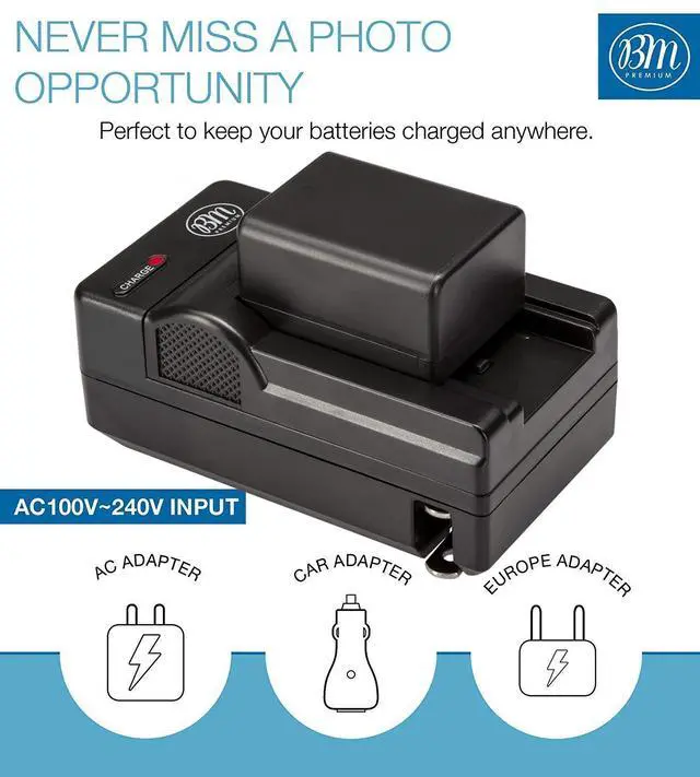 Alt view image 3 of 7 - BP-727 Battery and Charger for Canon Vixia HFR80, HFR82, HFR800, HFR30, HFR32, HFR300, HFR40, HFR42, HFR400, HFR50, HFR52, HFR500, HFR60, HFR62, HFR600, HFR70, HFR72, HFR700, HFM52, HFM500
