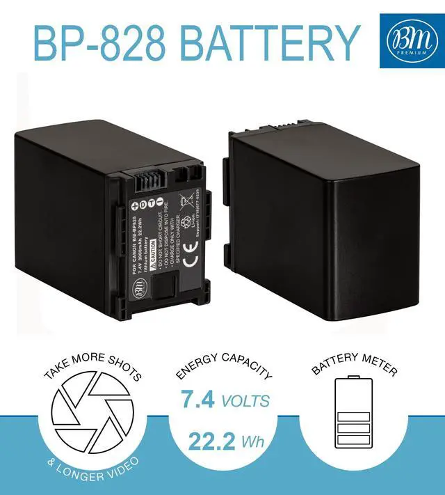 Alt view image 2 of 3 - BM 2 BP-828 Batteries for Canon VIXIA HF G50 HF G60 HF G70 XA40 XA45 XA50 XA55 XA60 XA65 XA70 XA75 GX10 HF G21 HFG30 HFG40 HFM40 HFM41 HFM400 XA10 XA11 XA15 XA20 XA25 XA30 XA35 XF400 XF405 Camcorders