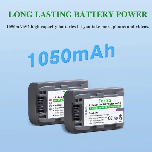 Alt view image 3 of 5 - 2Pcs NP-FP50 NPFP50 Battery + Wall Charger for Sony NP-FP30, NP-FP60, NP-FP70, NP-FP90, NP-FP51 Series DCR-HC21 DCR-HC23 DCR-HC30 DVD103 DVD105 DVD202E DVD203 Handycam Camcorders