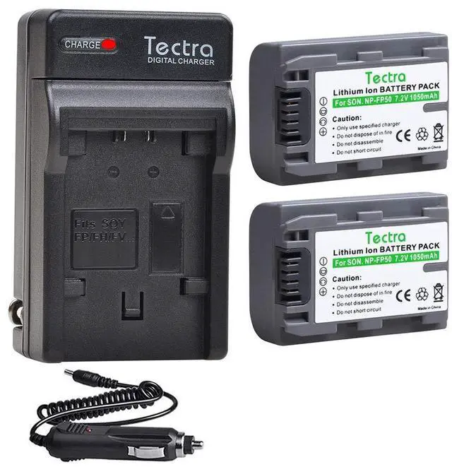 Main image of 2Pcs NP-FP50 NPFP50 Battery + Wall Charger for Sony NP-FP30, NP-FP60, NP-FP70, NP-FP90, NP-FP51 Series DCR-HC21 DCR-HC23 DCR-HC30 DVD103 DVD105 DVD202E DVD203 Handycam Camcorders