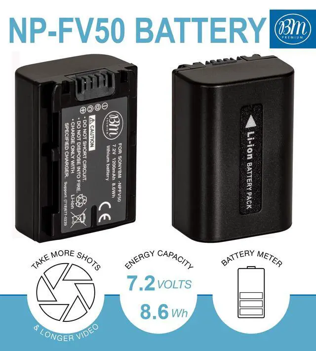 Alt view image 2 of 7 - NP-FV50 Battery and Battery Charger for Sony DCR-SX44 DCR-SX45 HDR-PJ200 HDR-PJ230 HDR-PJ380 HDR-PJ430V HDR-PJ650V HDR-PV790V HDR-TD30V Handycam Camcorder + More!!